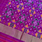 Green Double Ikkat Pochampally Pure Silk with High Neck Blouse