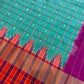 Green Double Ikkat Pochampally Pure Silk with High Neck Blouse
