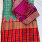 Green Double Ikkat Pochampally Pure Silk with High Neck Blouse