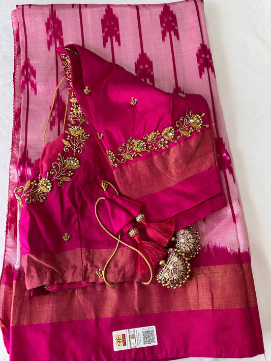 Pink Ikkat Pochampally Pure Silk