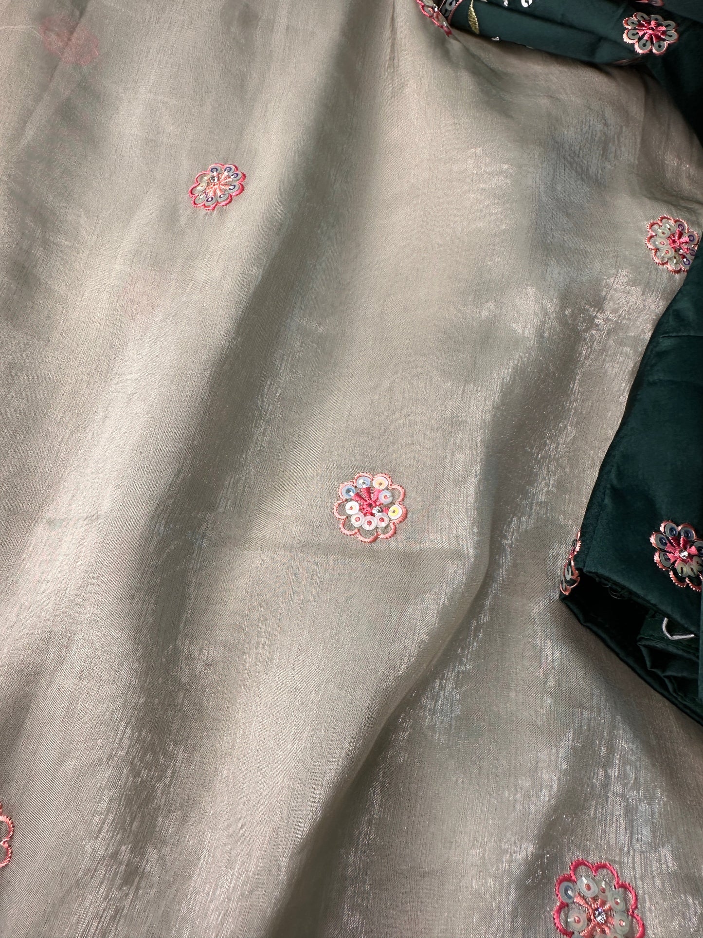 Fancy Georgette Shimmer Pista Green Saree