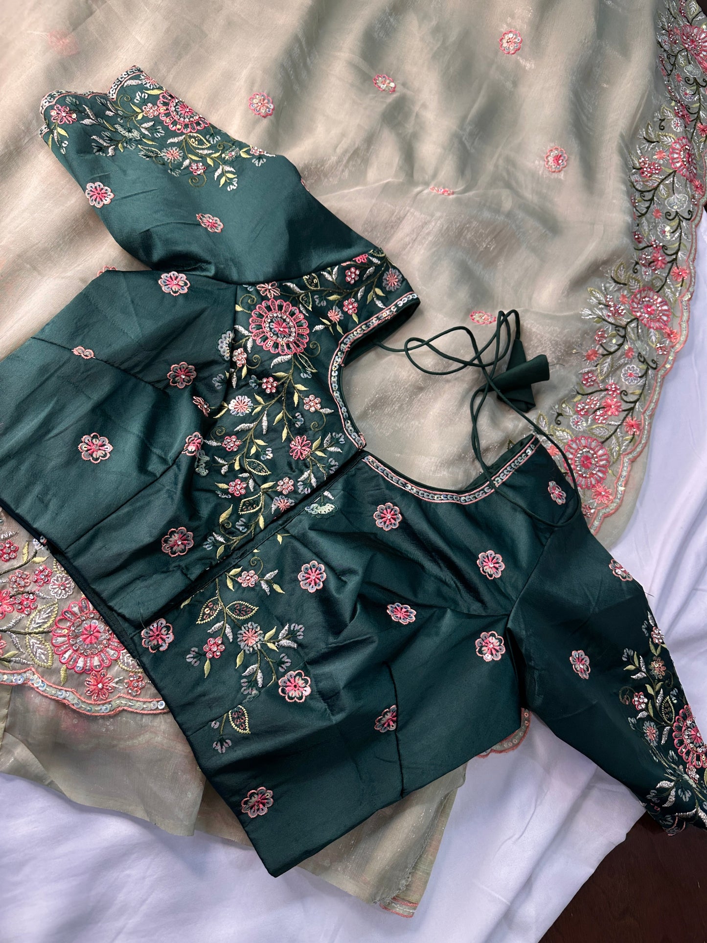 Fancy Georgette Shimmer Pista Green Saree