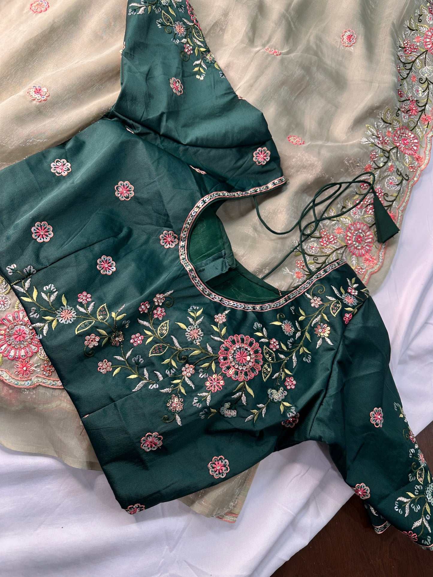 Fancy Georgette Shimmer Pista Green Saree