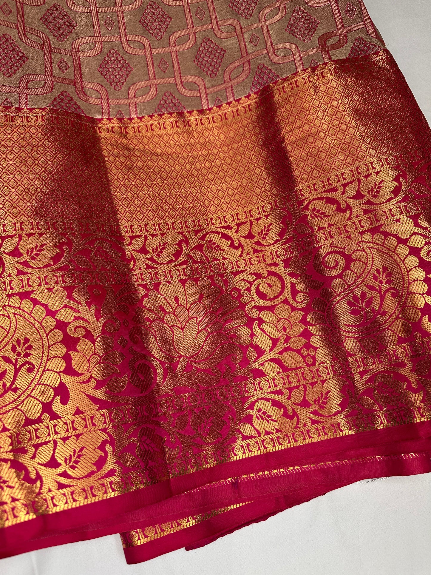 Self Zari Weaving Pink Semi Silk Saree