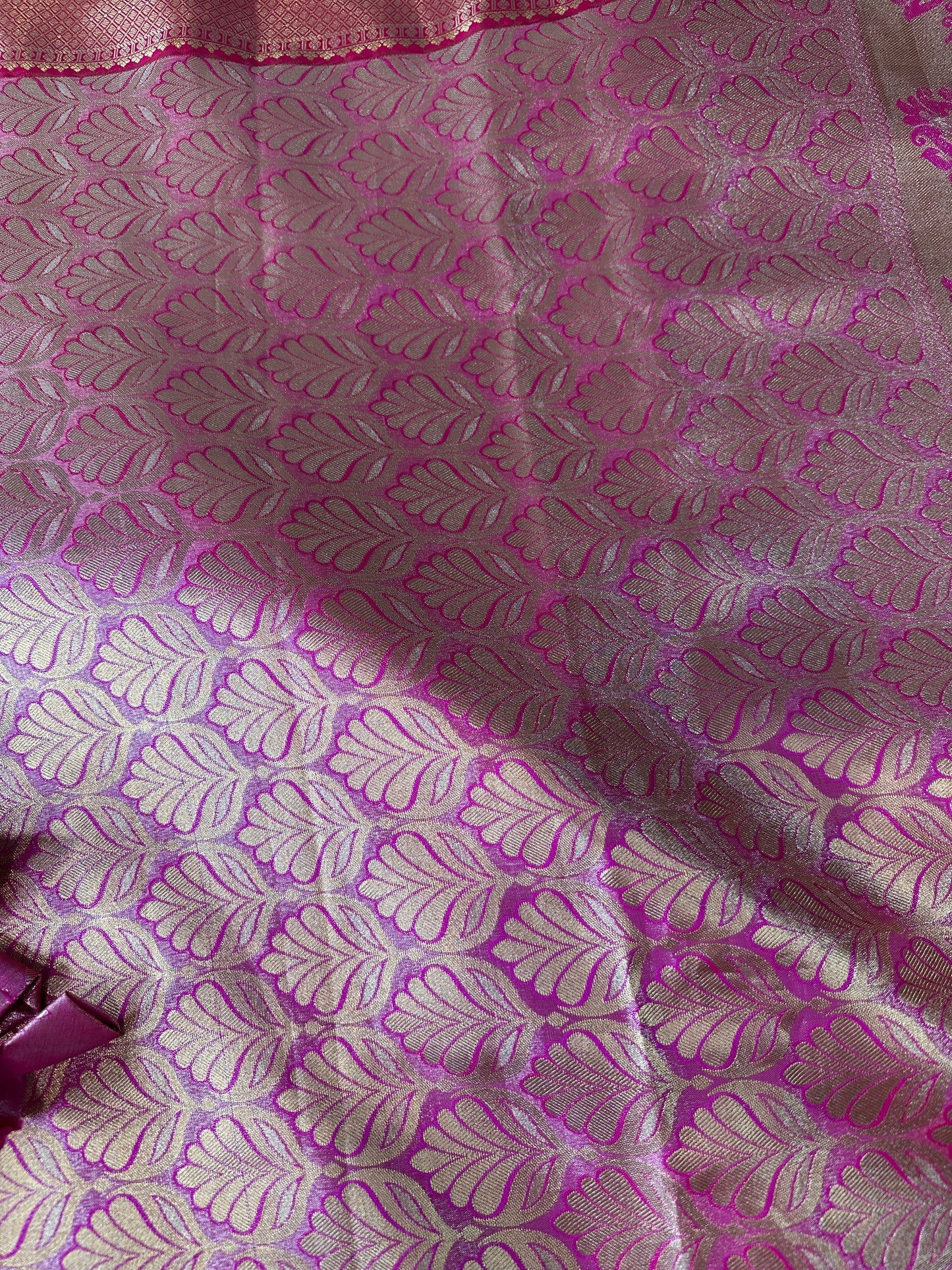 Self Zari Weaving Pink Semi Silk Saree