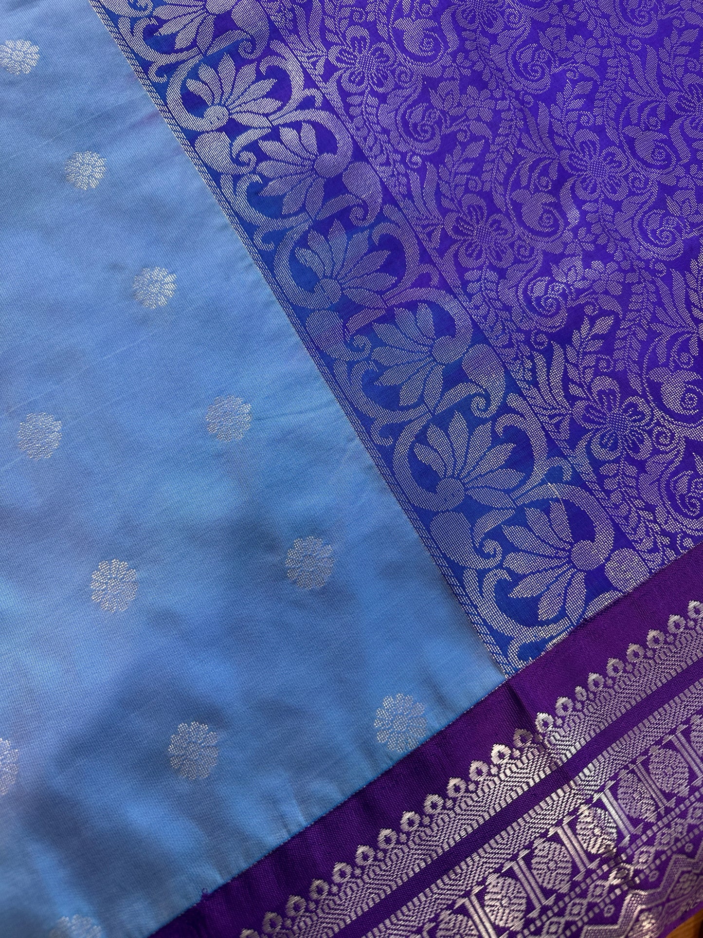 Blue Venkatgiri Semi Silk Saree