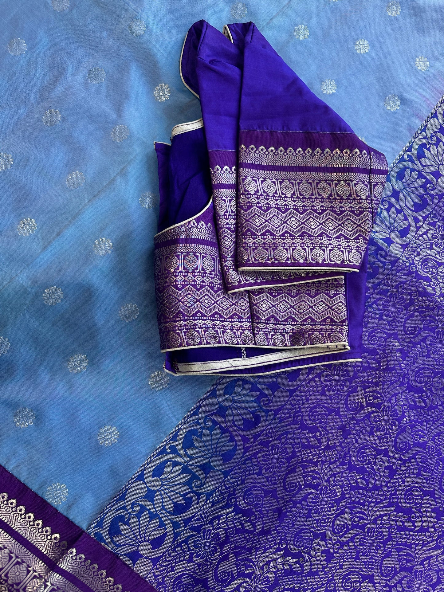 Blue Venkatgiri Semi Silk Saree