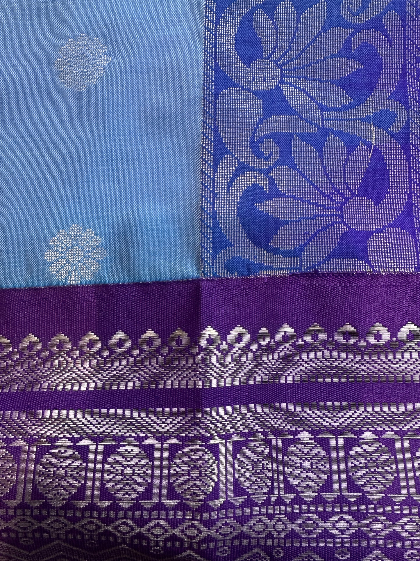 Blue Venkatgiri Semi Silk Saree