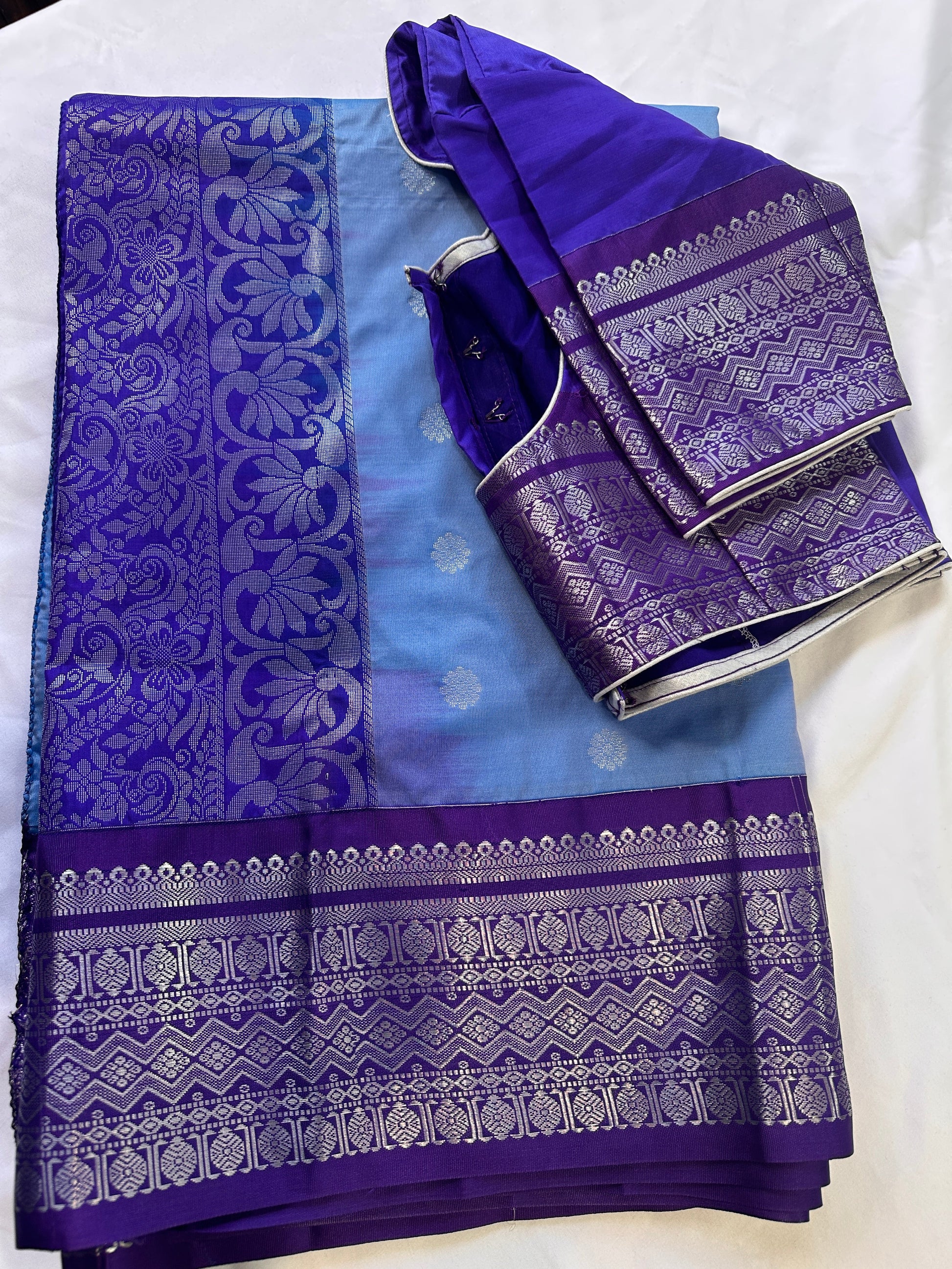 Blue Venkatgiri Semi Silk Saree
