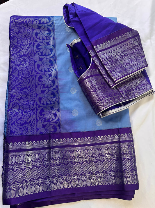 Blue Venkatgiri Semi Silk Saree