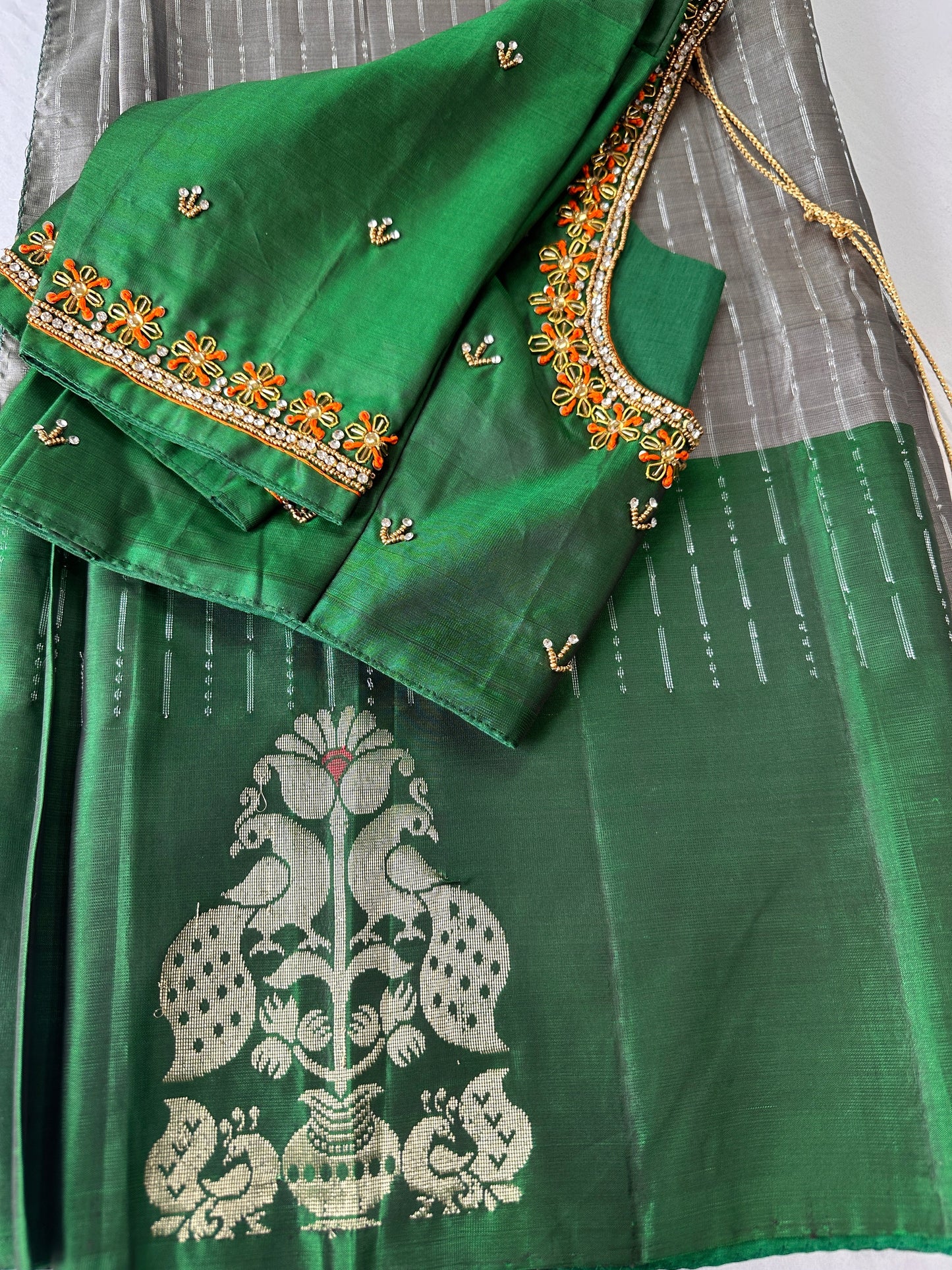 Grey Pure Kanchi Pattu Saree