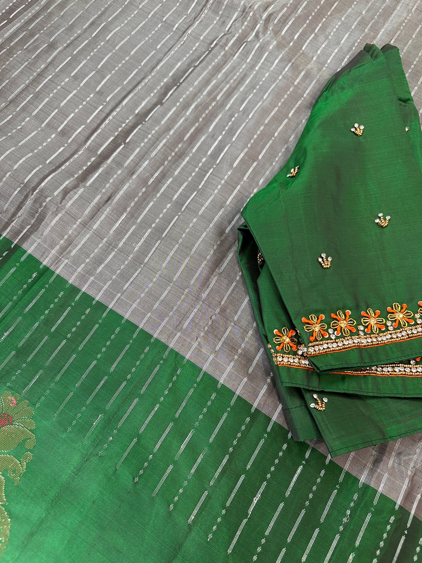 Grey Pure Kanchi Pattu Saree