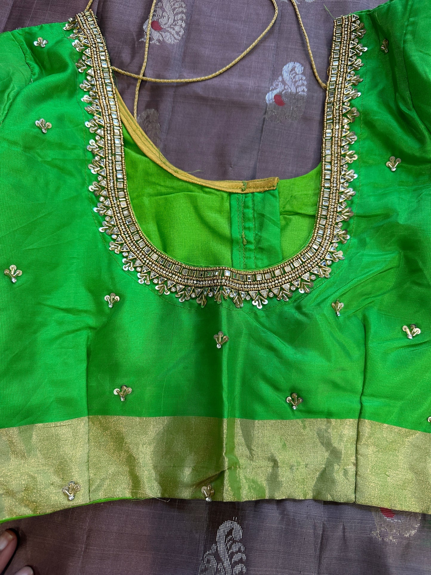 Brown Green Pure Uppada Saree