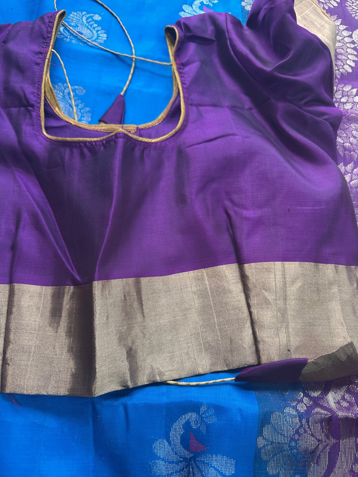 Blue Purple Pure Kanchi Saree