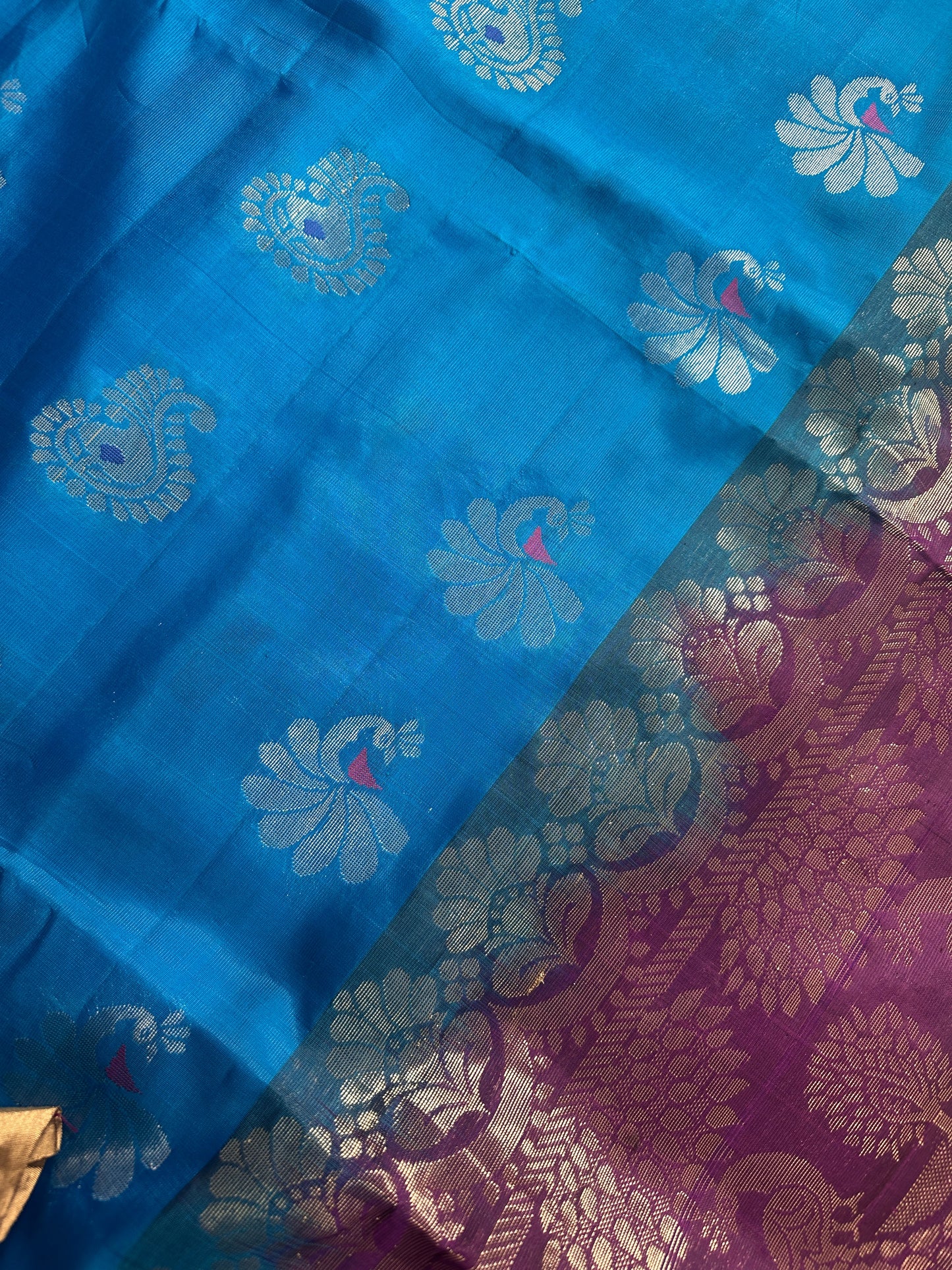 Blue Purple Pure Kanchi Saree