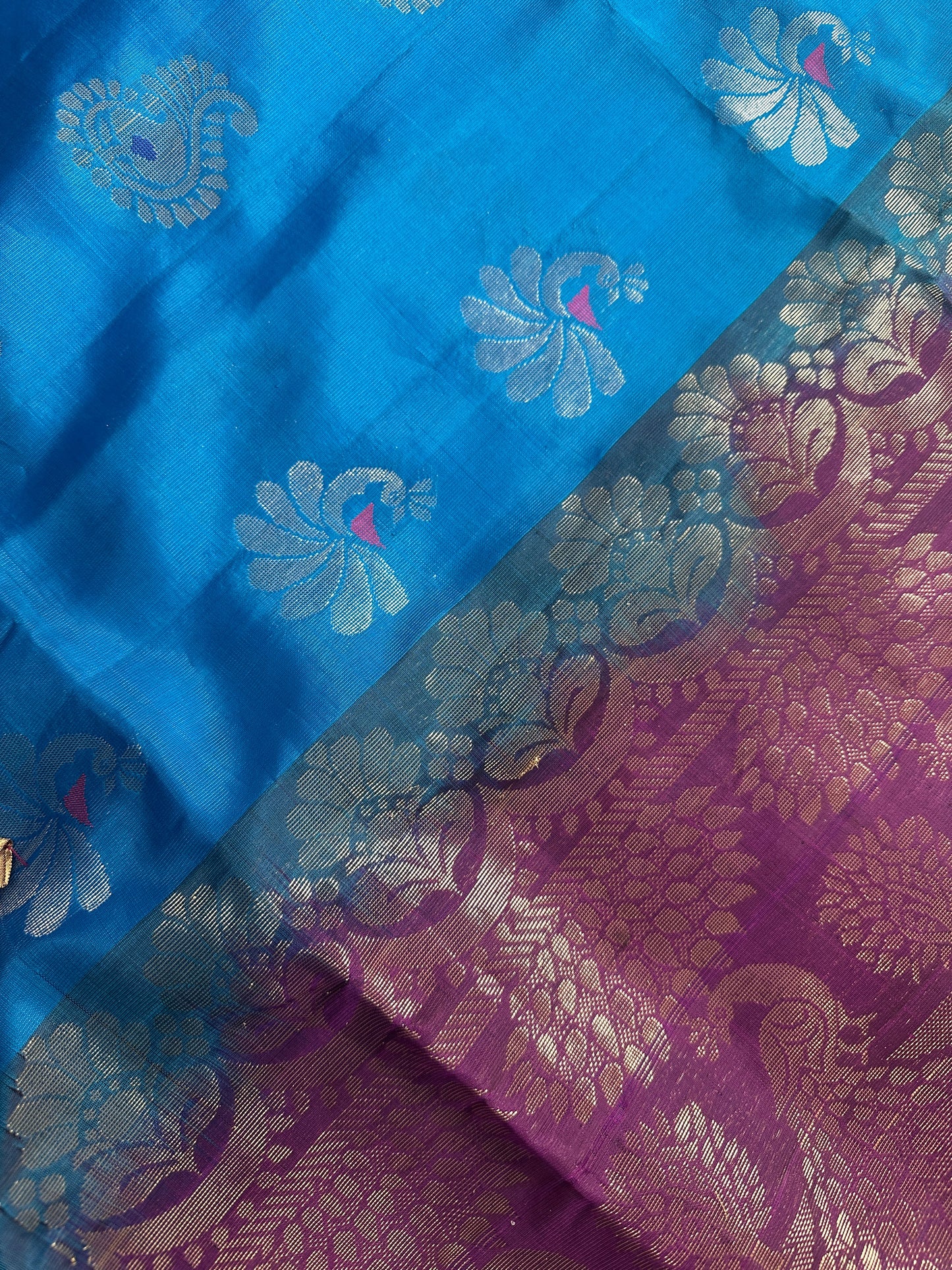 Blue Purple Pure Kanchi Saree