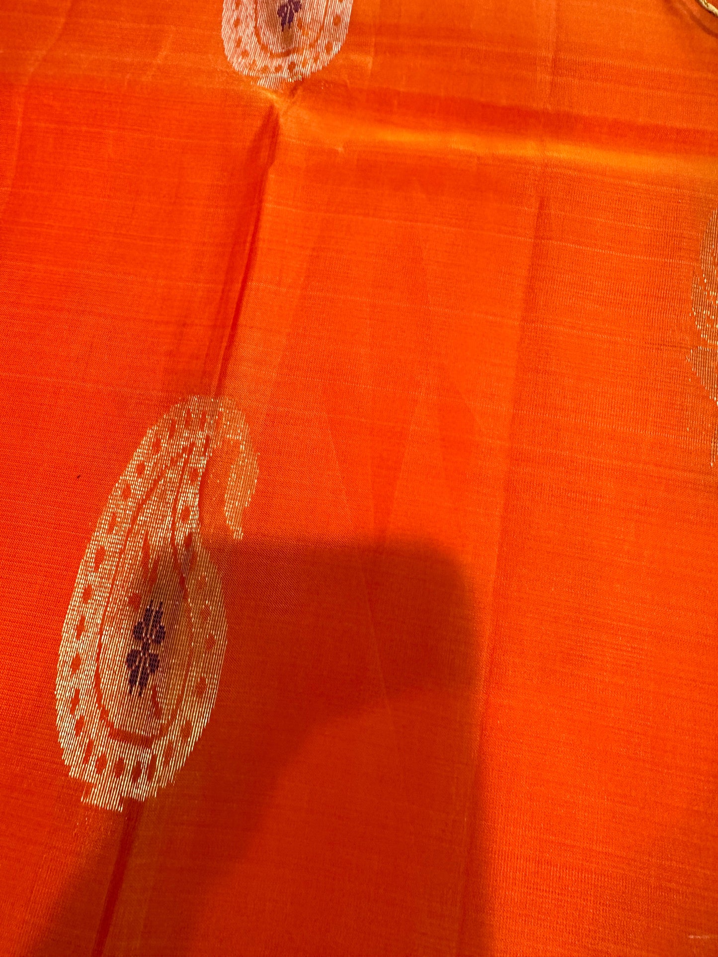 Pure Kanchi Orange BluevSaree