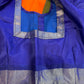 Pure Kanchi Orange BluevSaree