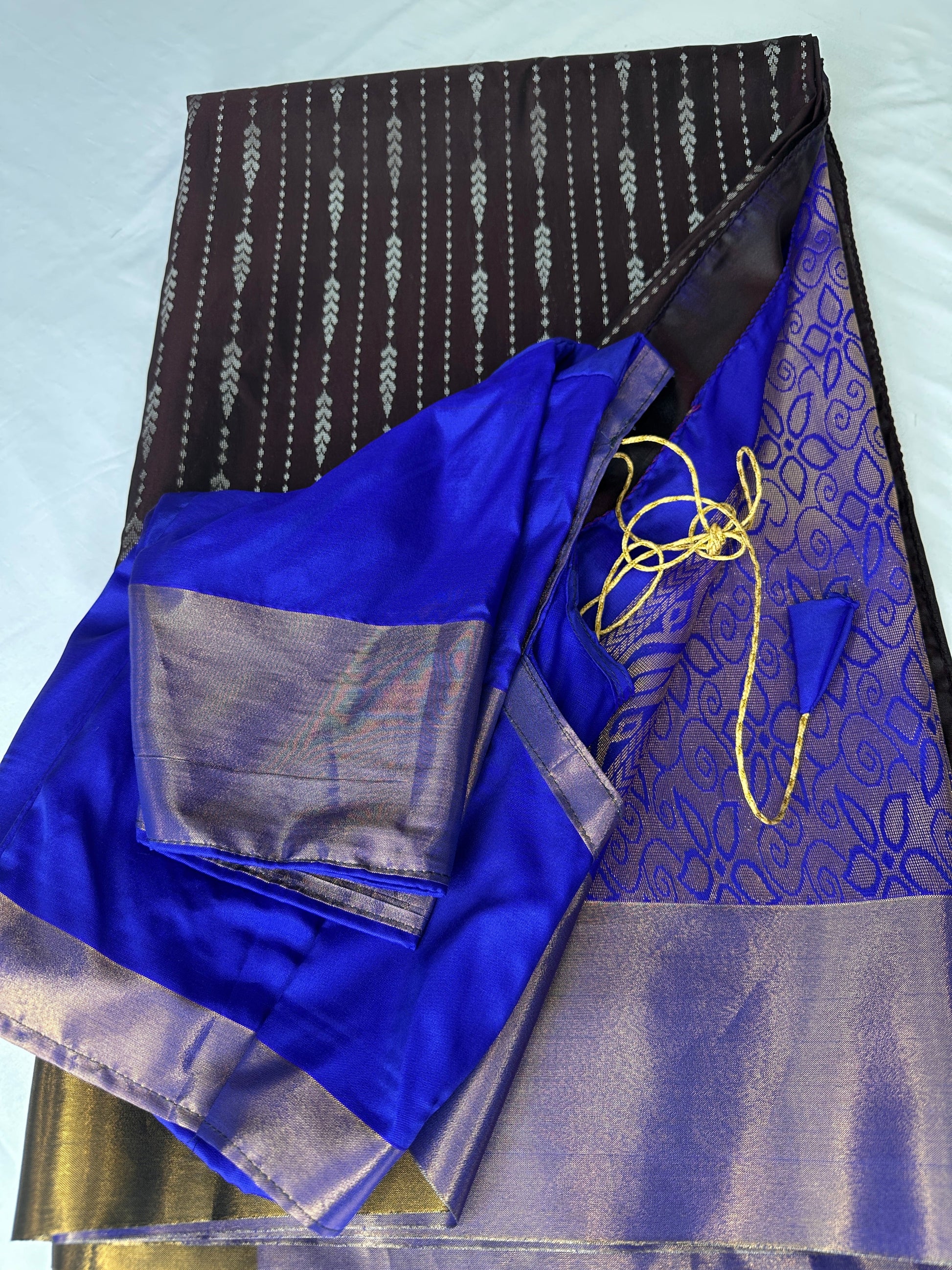 Semi Kanchi Brown Silk Saree
