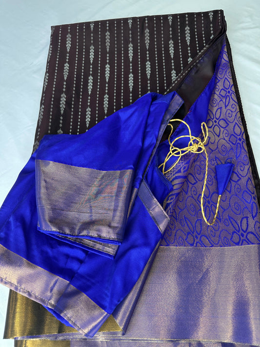 Semi Kanchi Brown Silk Saree
