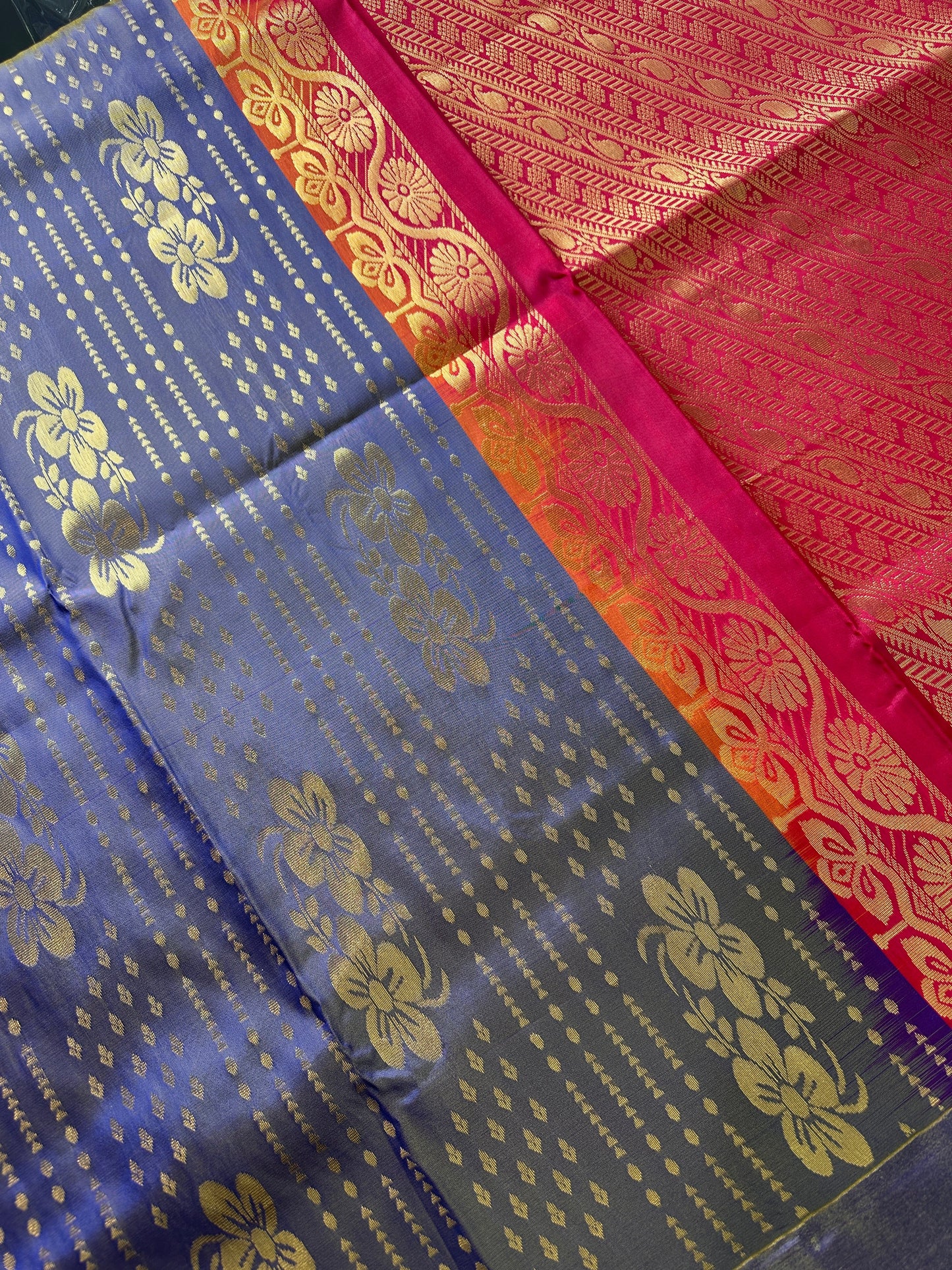 Semi Kanchi Purple Silk Saree