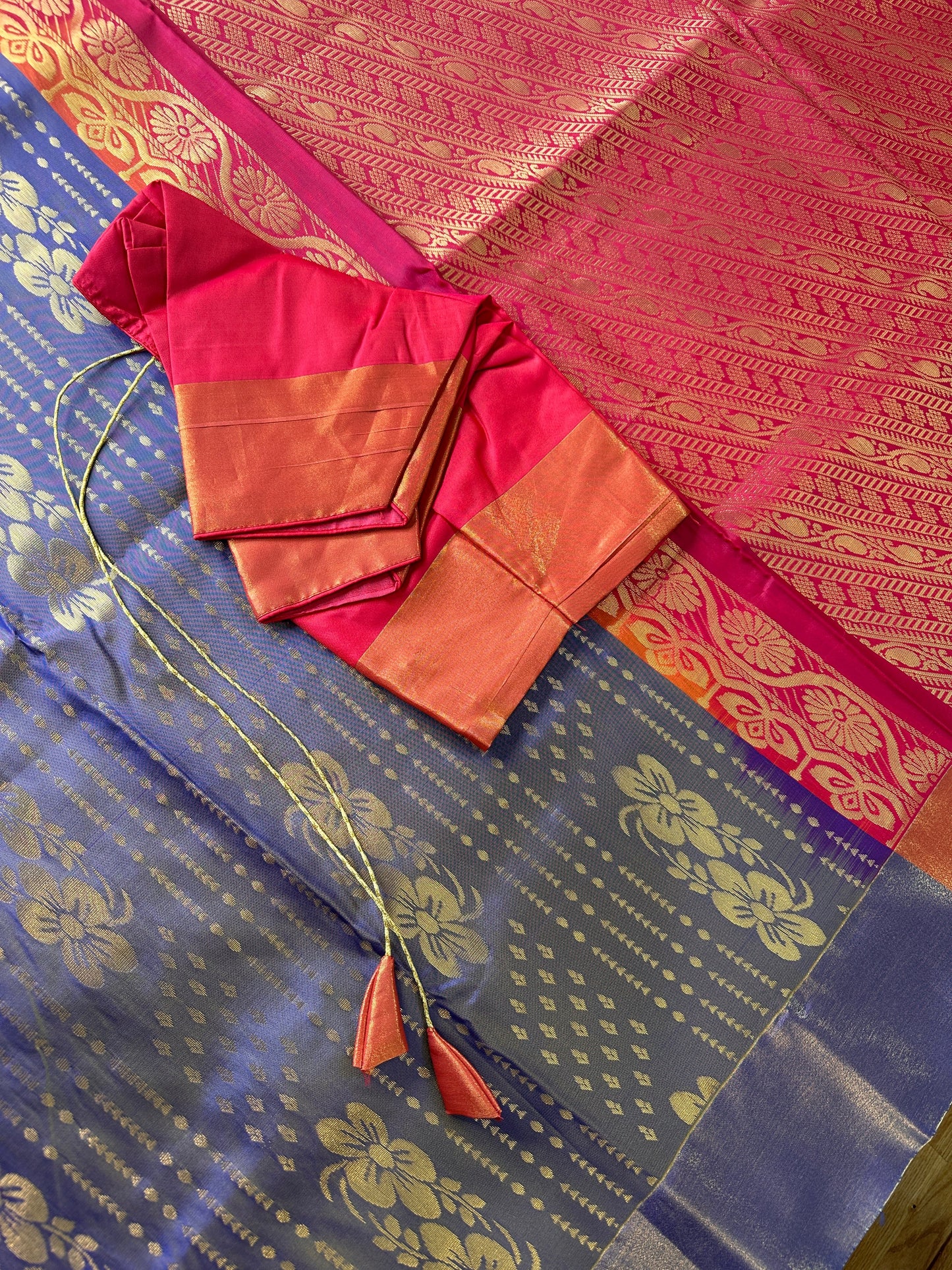 Semi Kanchi Purple Silk Saree
