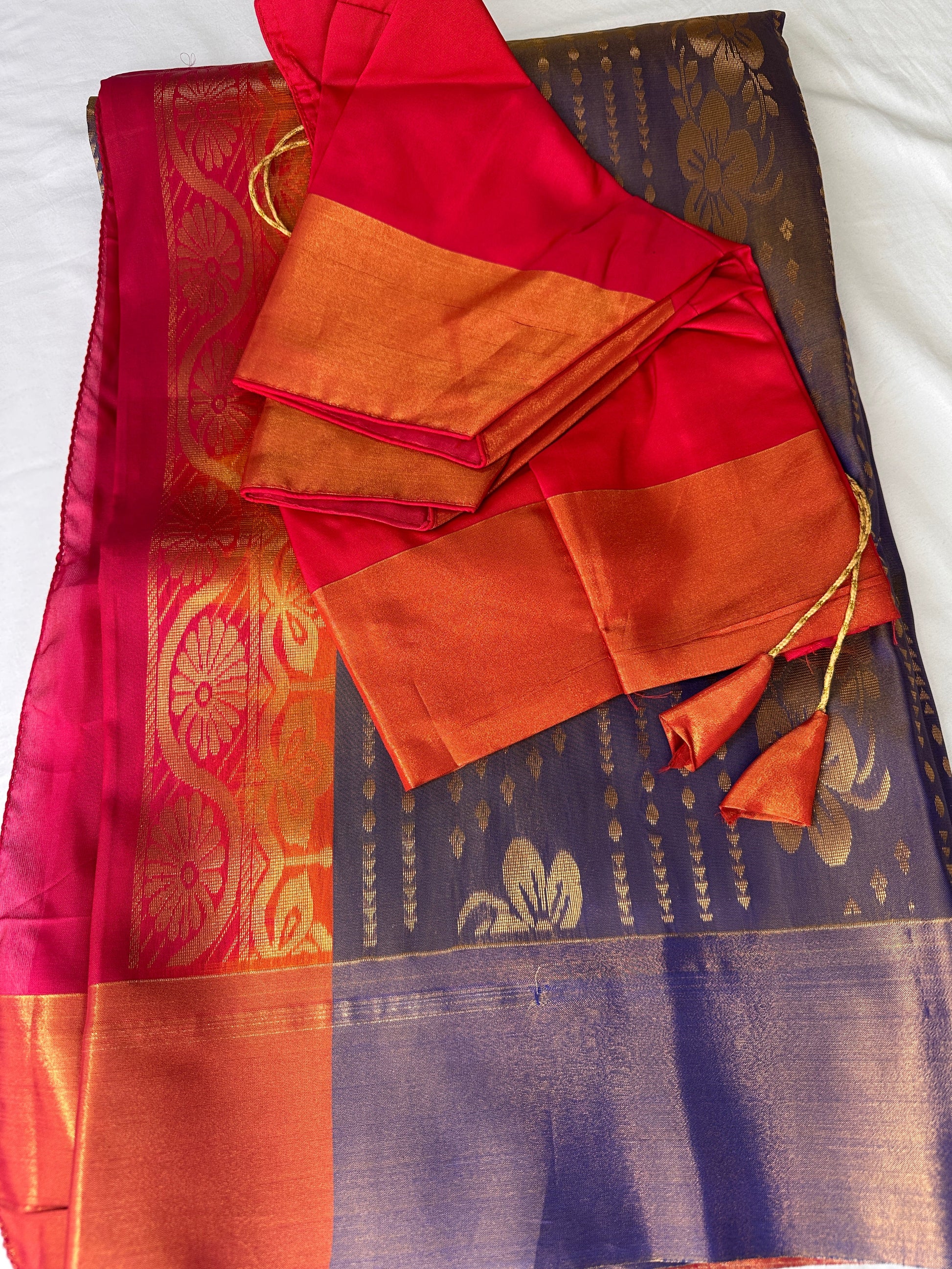 Semi Kanchi Purple Silk Saree