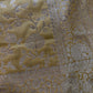 Creamish Yellow Semi Banarsee Silk Saree