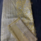 Creamish Yellow Semi Banarsee Silk Saree