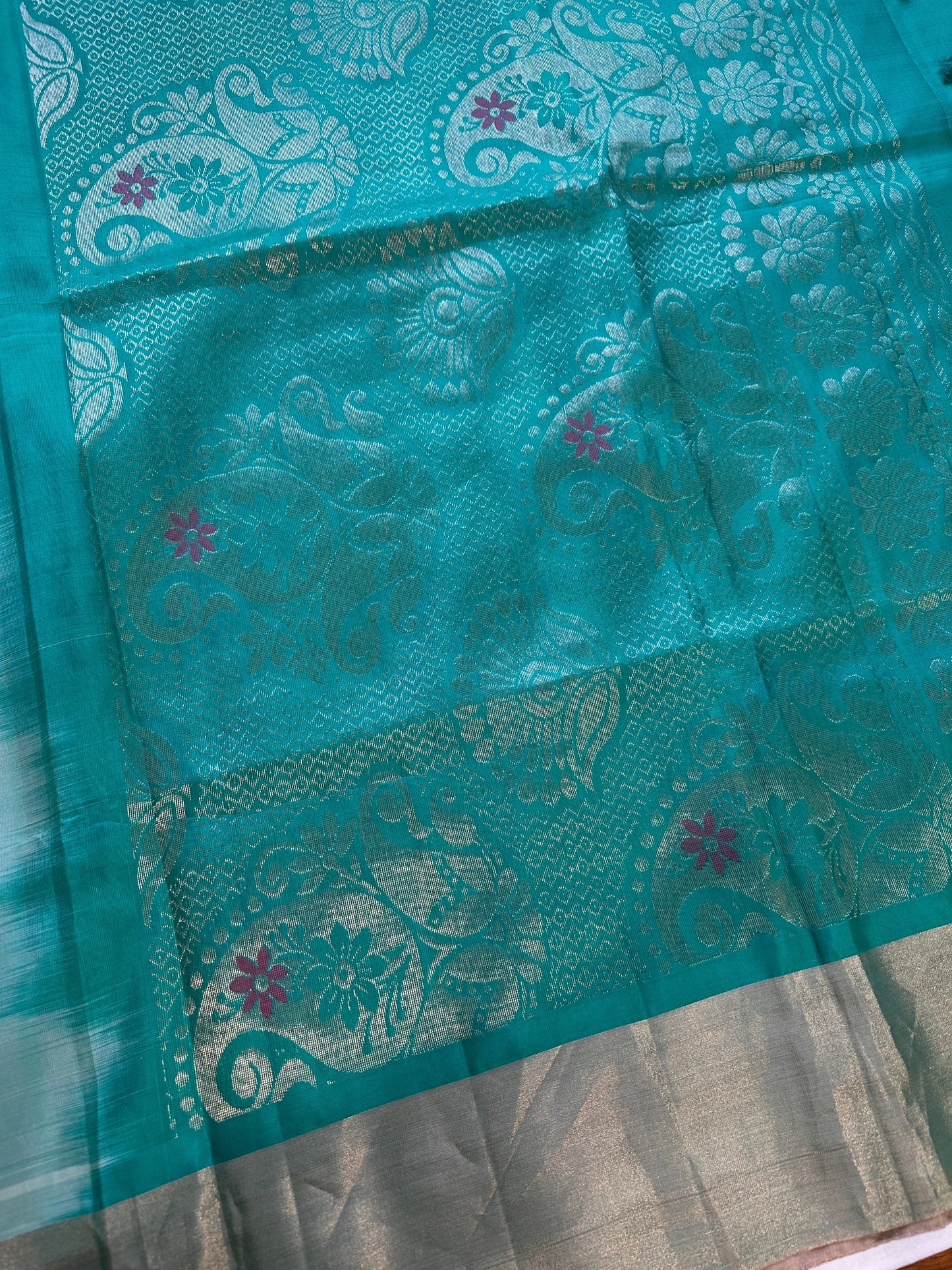 Grey Green Pure Uppada Saree