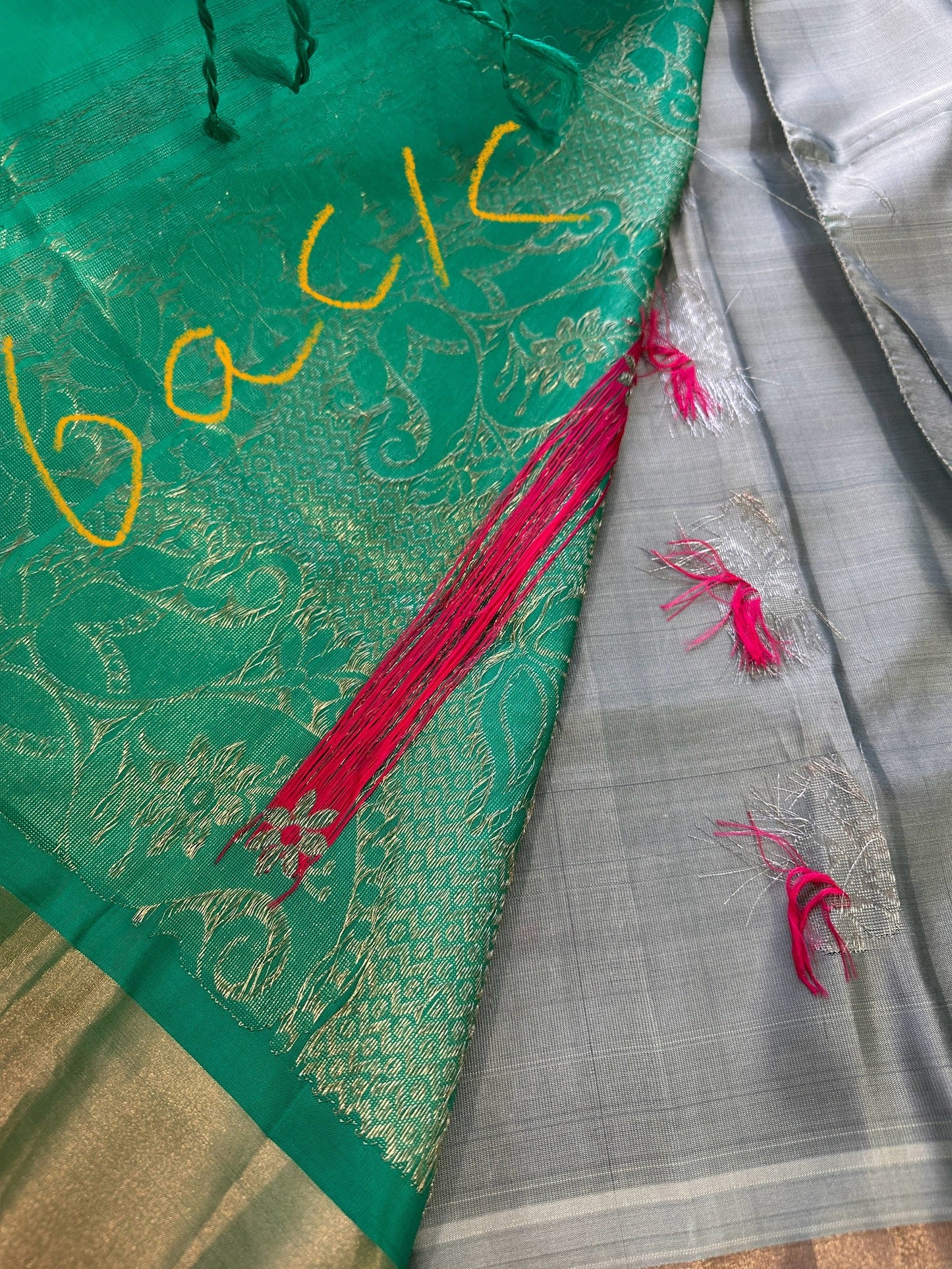 Grey Green Pure Uppada Saree