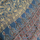 Indigo Natural Ajarakh Handblock Dola Silk Saree