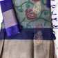 Grey Pochampally Soft Silk Saree
