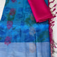 Blue Pink Pochampally Soft Silk Saree