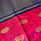 Blue Pink Pochampally Soft Silk Saree