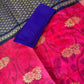 Blue Pink Pochampally Soft Silk Saree