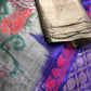 Grey Pochampally Soft Silk Saree