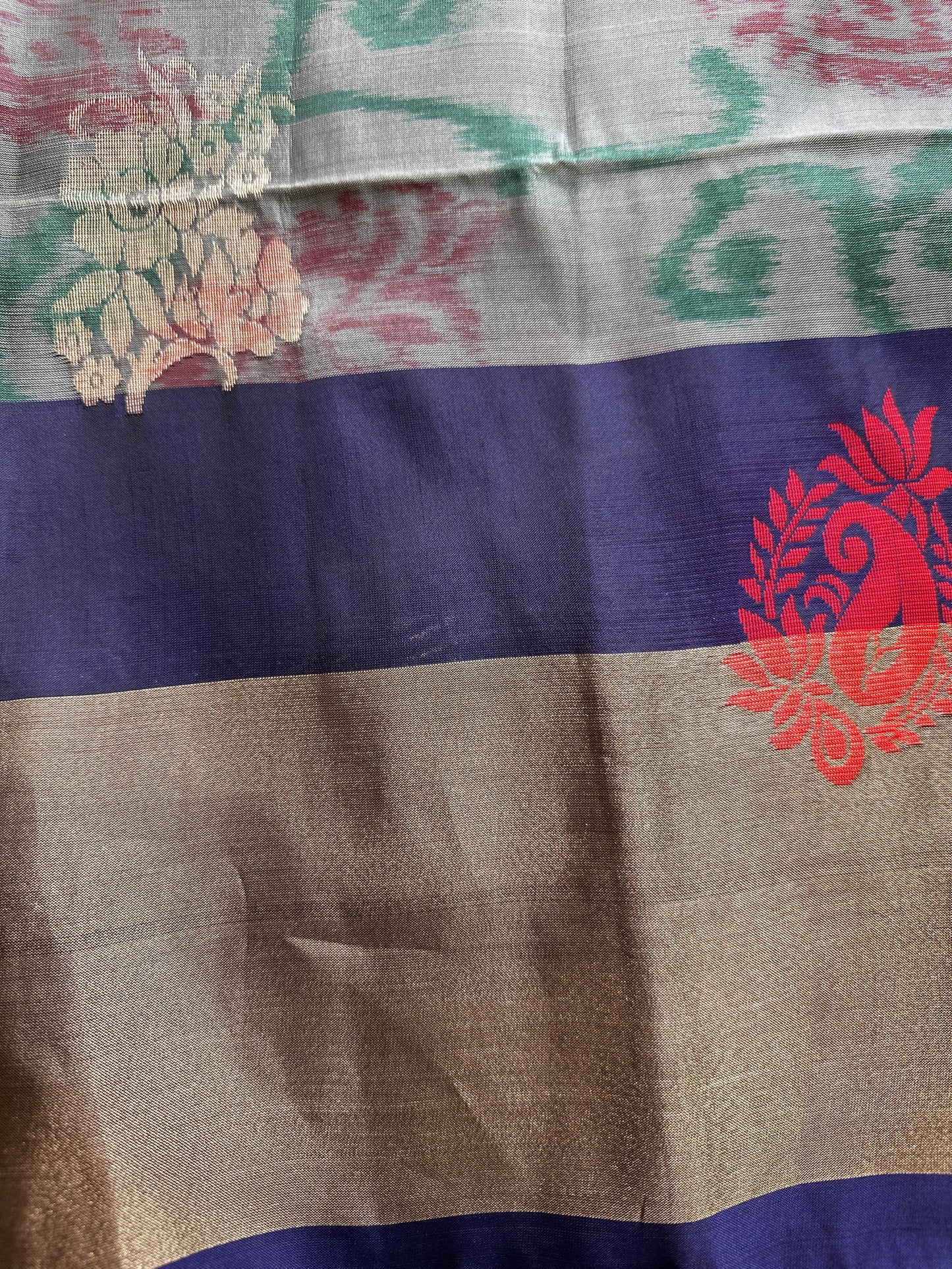 Grey Pochampally Soft Silk Saree