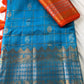 Pure Venkatgiri Blue Orange Saree