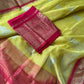 Pure Venkatgiri Yellow Red Saree