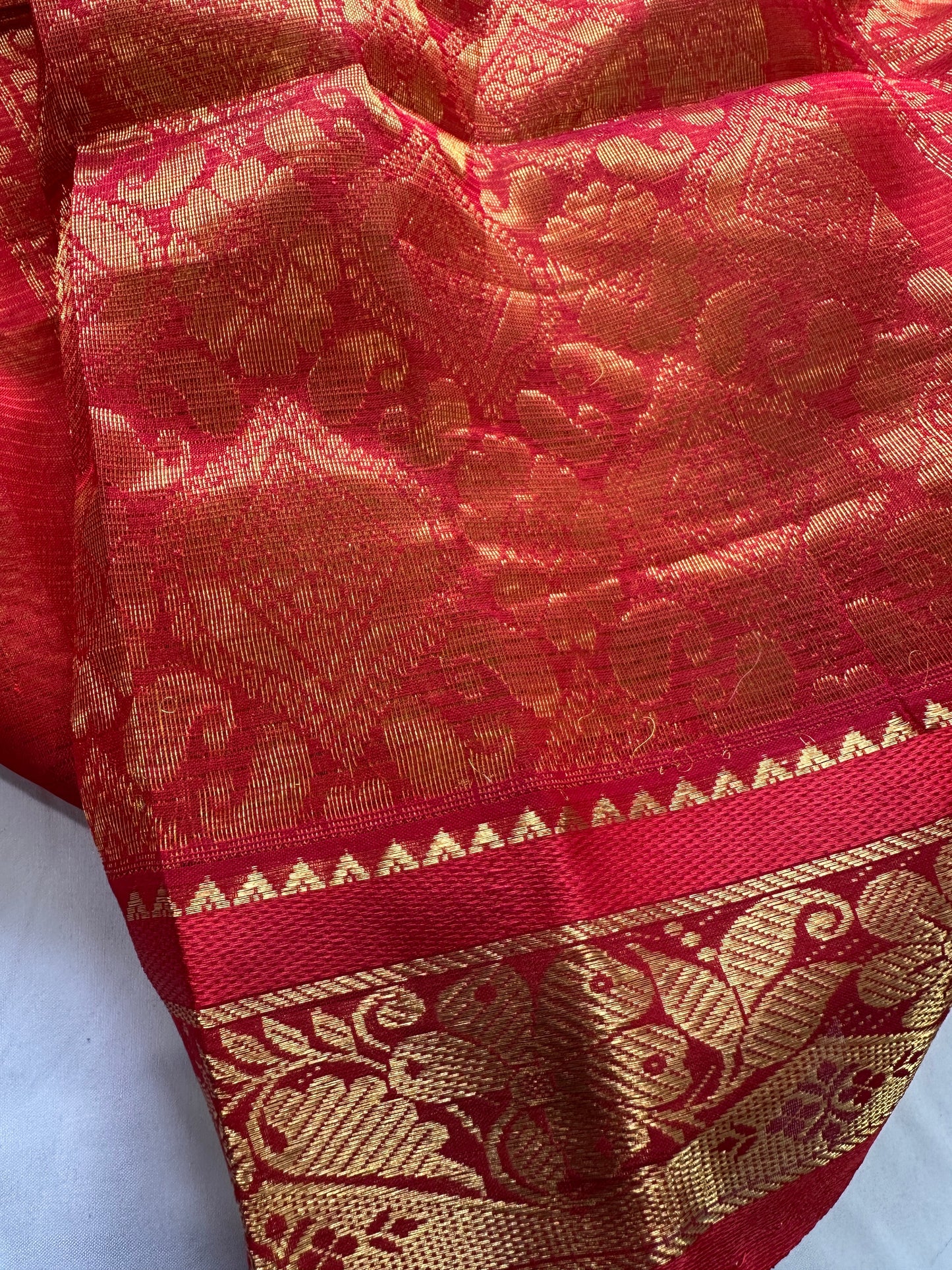 Pure Venkatgiri Yellow Red Saree