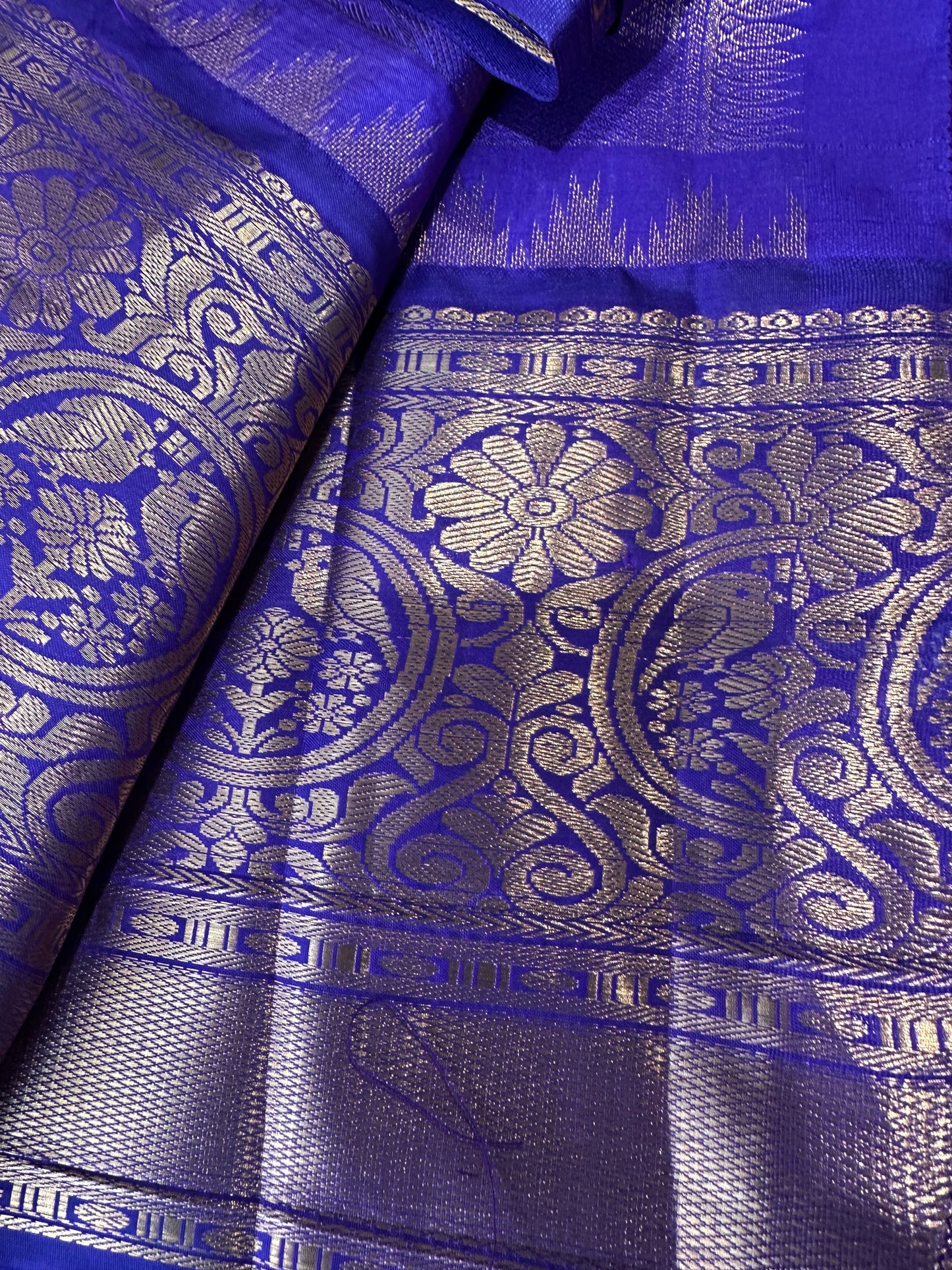 Pure Gadwal Pink and Blue Saree
