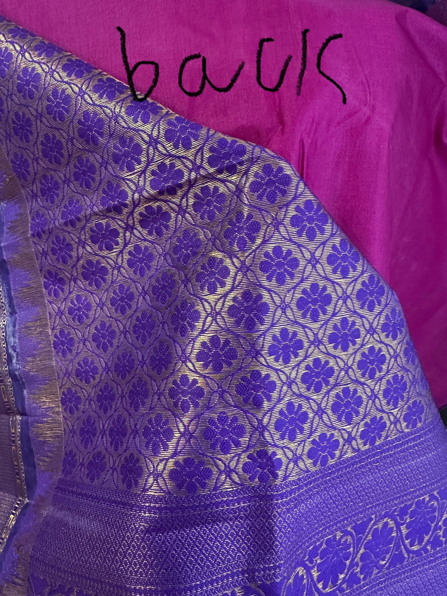 Pure Gadwal Pink and Blue Saree
