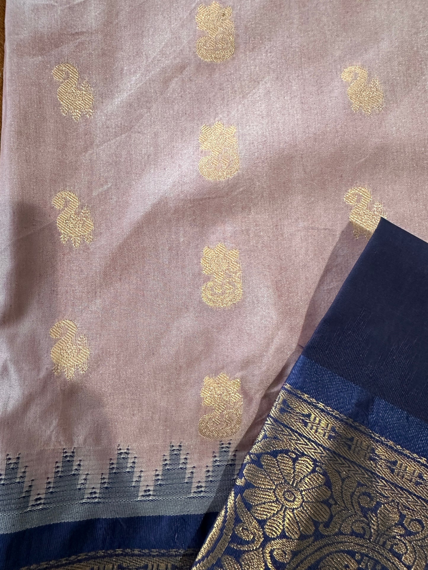 Pure Gadwal Lavender and Blue Saree