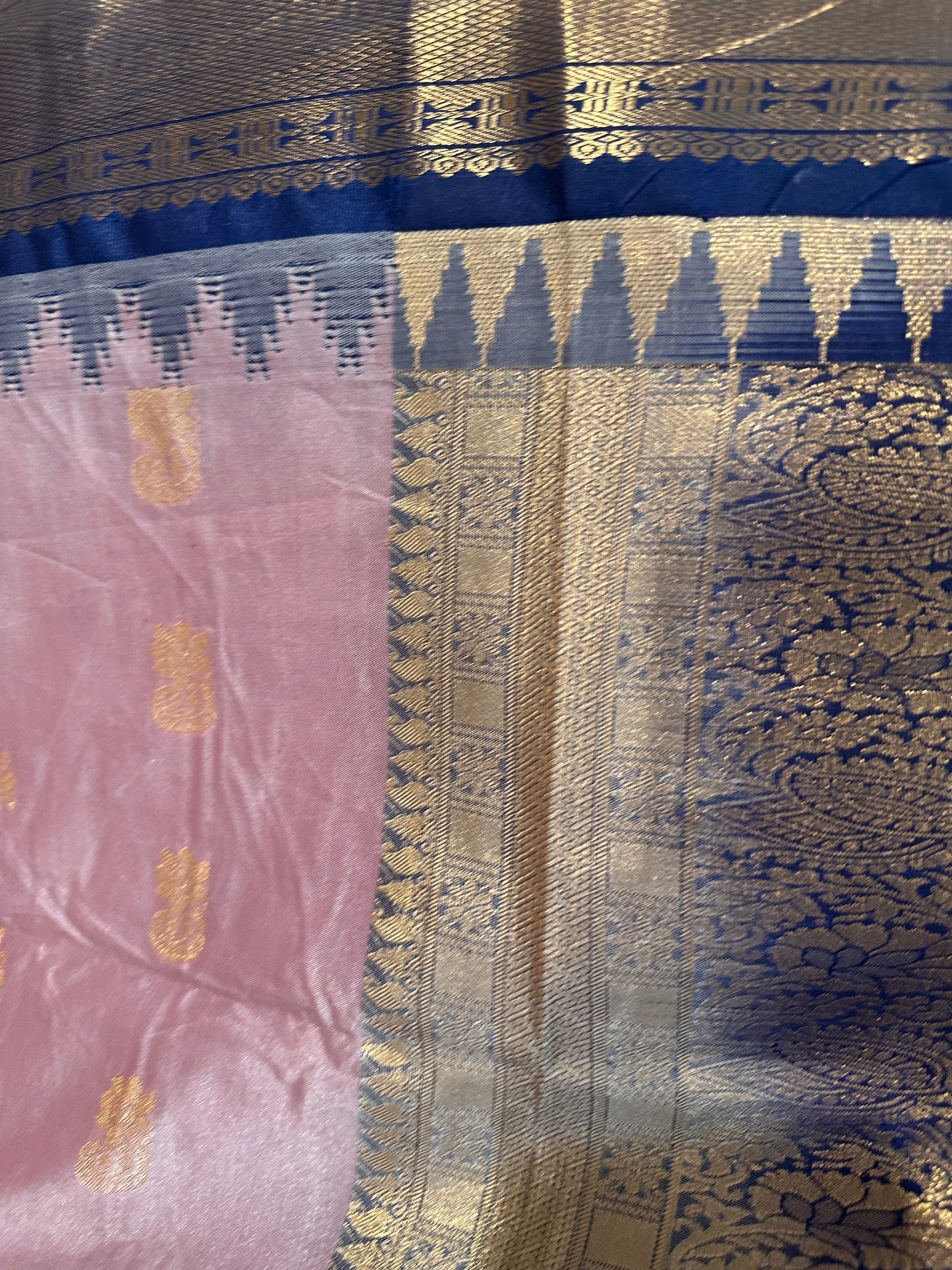 Pure Gadwal Lavender and Blue Saree