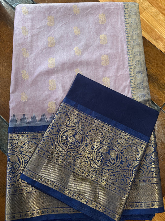 Pure Gadwal Lavender and Blue Saree