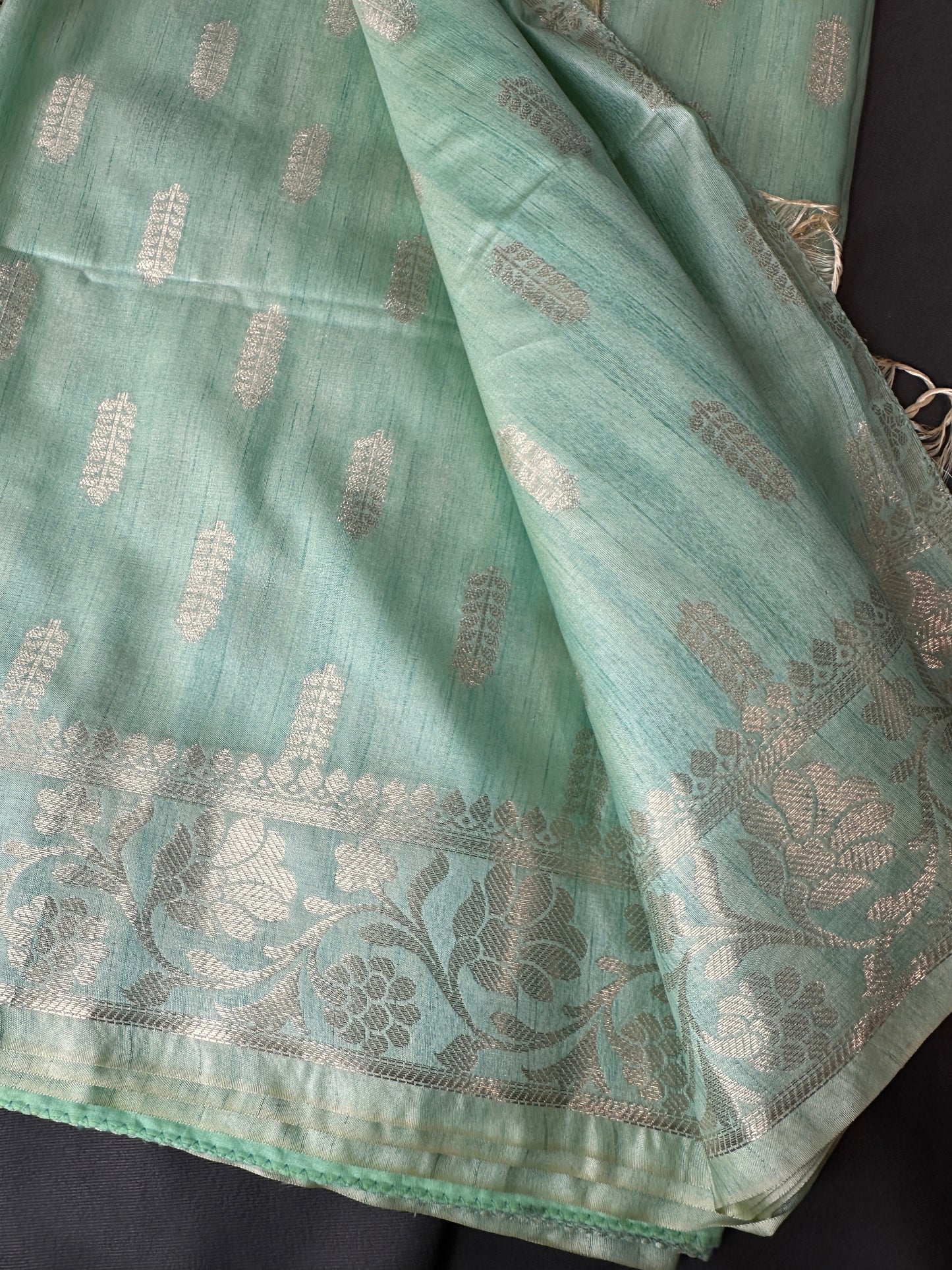 Pastel Green Soft Silk Koyem Border Saree
