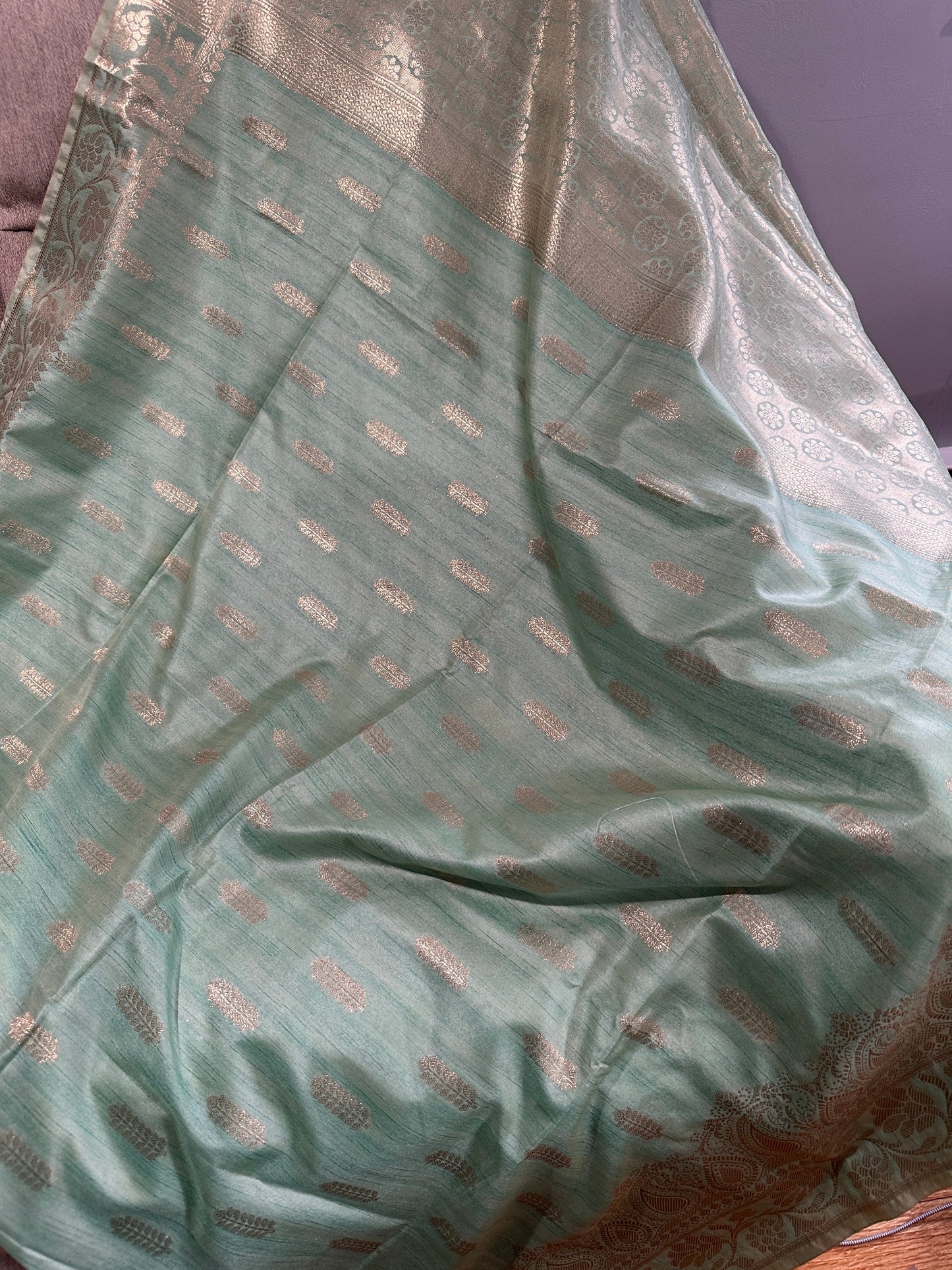 Pastel Green Soft Silk Koyem Border Saree