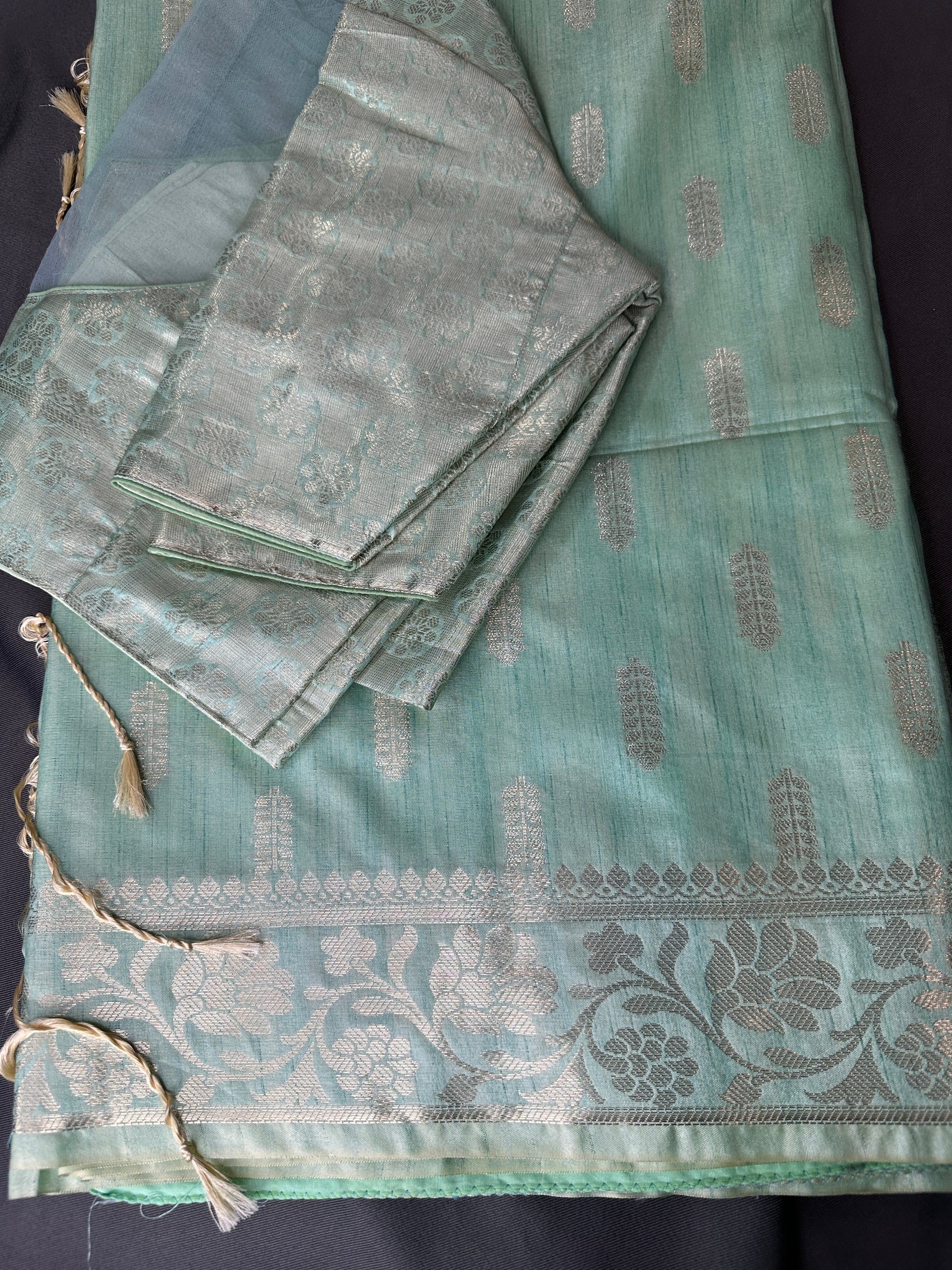 Pastel Green Soft Silk Koyem Border Saree