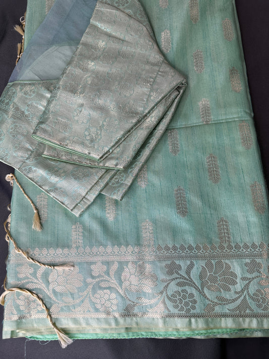 Pastel Green Soft Silk Koyem Border Saree